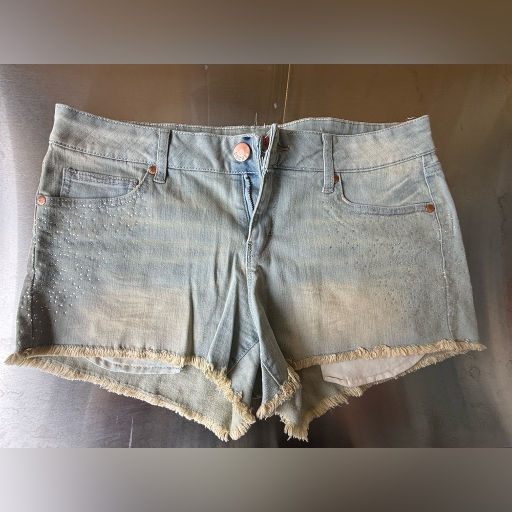 Decree Light Blue Jean Shorts with Frayed Hem